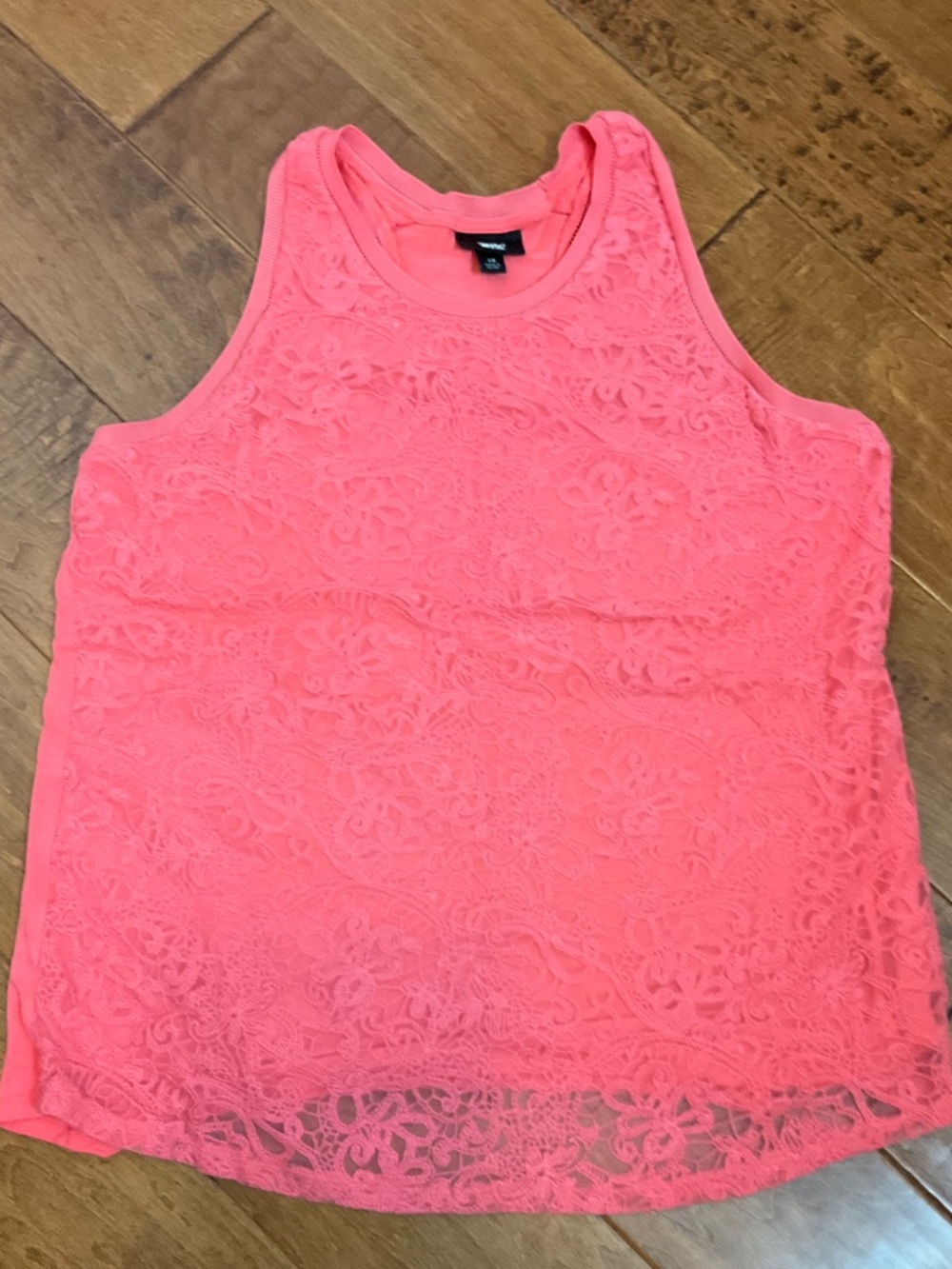 Women’s Lace Overlay Tank Top - Coral Pink